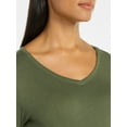 thumbnail image 5 of Time and Tru Women's Cotton V-Neck Tee with Long Sleeves, Sizes XS-XXXL, 5 of 6