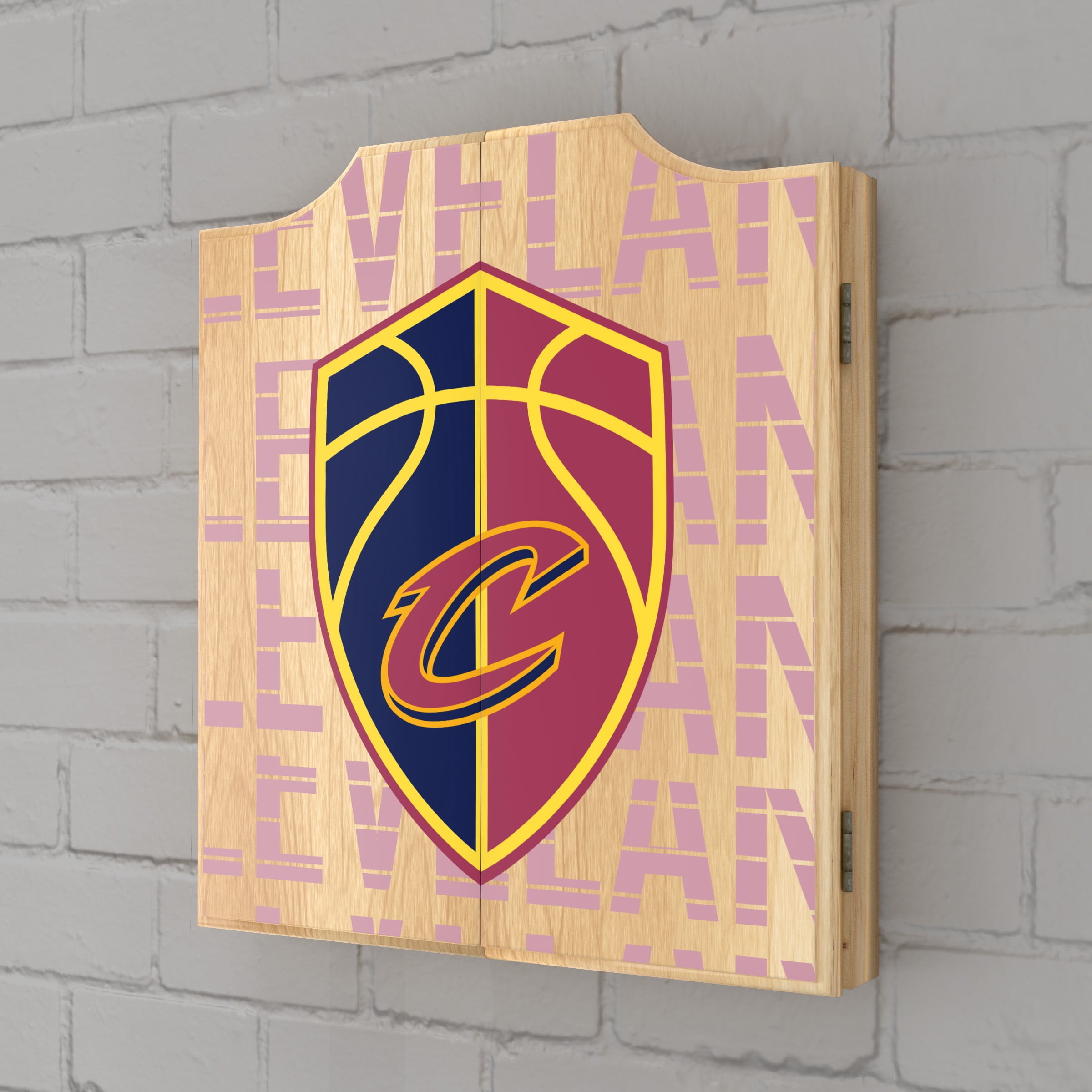 Cleveland Cavaliers City Dart Board Cabinet Set with 6 Steel Tip Darts