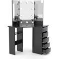 SEJOV Corner Vanity Desk with TriFlod Mirror, Lighted Makeup Vanity