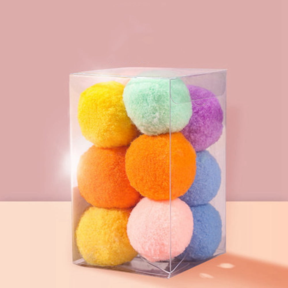 12 Pieces Assorted Cat Toy Balls, Soft Kitten Pom Poms Balls, Indoor