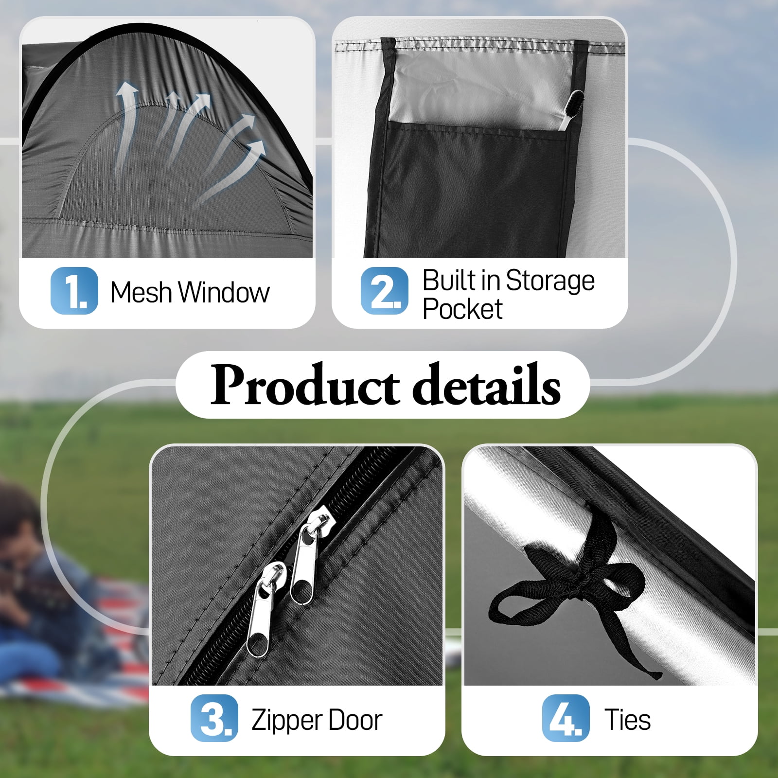 Ktaxon Camping Shower Tent, Portable Pop Up Changing Tent, Waterproof Dressing Room Privacy Tent for Camping Beach, Black