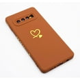 thumbnail image 5 of for Galaxy S10 Plus Case(Not fits S10),Cute Bling Plated Gold Love Heart with Anti-Fall Camera Lens Cover Protection Soft Anti-Fingerprint Phone Case for Samsung Galaxy S10+ 6.4",Brown, 5 of 10