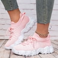 thumbnail image 2 of Womens Mesh Running Shoes Breathable Chunky Tennis Shoes Lightweight Slip on Sock Sneakers Lace up Casual Orthopedic Walking Shoes Pink Size 6.5, 2 of 8