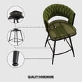 thumbnail image 6 of IVV 26" Swivel Bar Stools Set of 2, Kitchen Island Counter Height Bar Chairs with Woven Back, Metal Legs and Footrest, Linen Fabric Upholstered Barstools, Green, 6 of 9