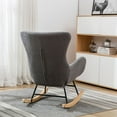 thumbnail image 2 of Modern Velvet Rocking Chair, Teddy Fabric Padded Seat Accent Chair with High Backrest & Armrests & Solid Wood Legs, Lambswool Armchair Single Sofa Chair for Living Room Bedroom Playroom, Grey, 2 of 7