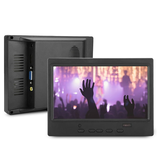 Écran LCD 16:9 7 Pouces, Support AV+ + VGA Moniteur Portable IPS 7 Pouces, Multi-Fonction avec Support pour Affichage Voiture, CCTV