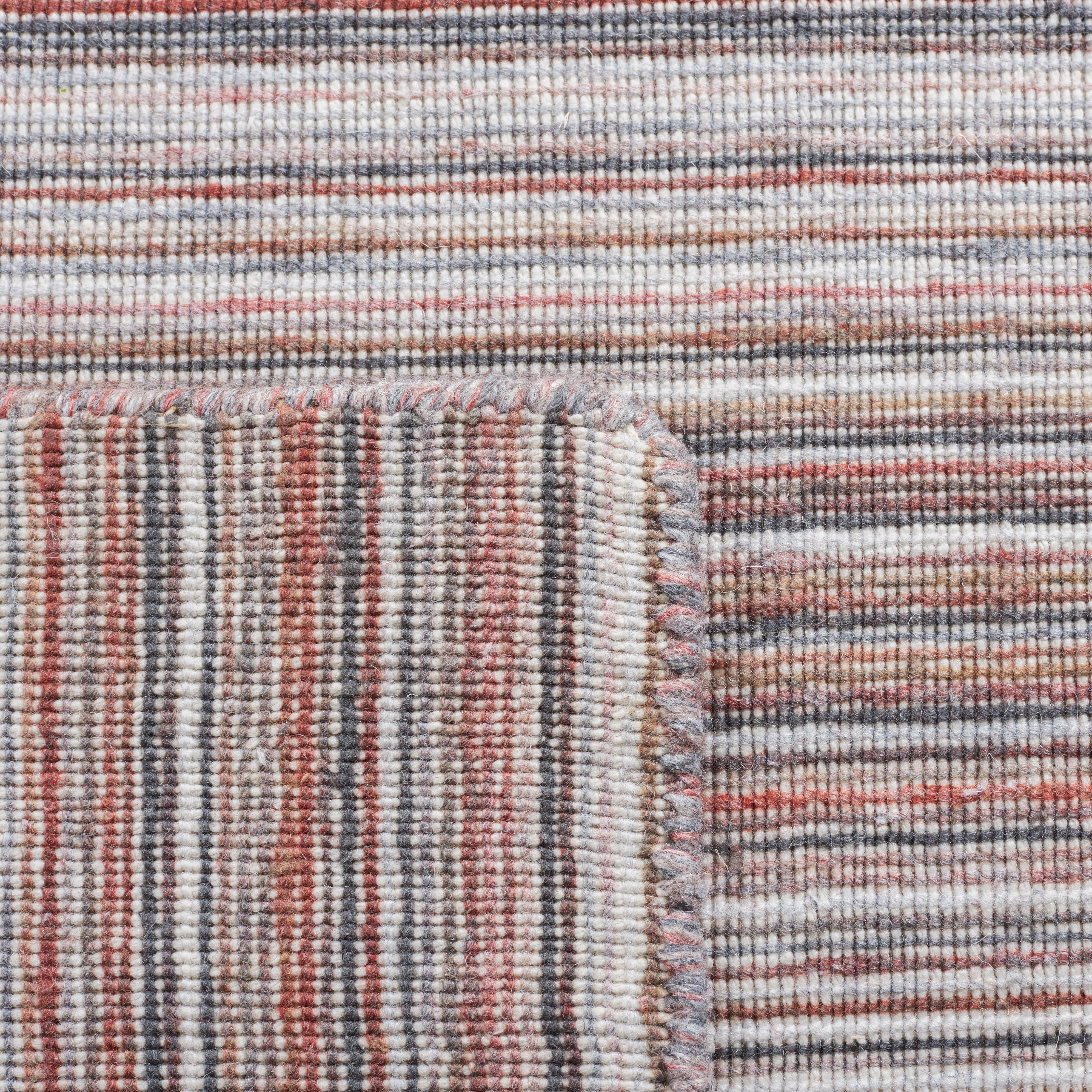 SAFAVIEH Kilim Xaviera Striped Polyester Area Rug, Red/Grey, 6' x 6' Square