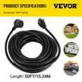 thumbnail image 3 of Welder Extension Cord 30 Amp 50 ft, 10/3 AWG NEMA 6-50P, Heavy Duty Generator Cord for MIG TIG Plasma, STW Weatherproof Welder Cable, 3 of 11
