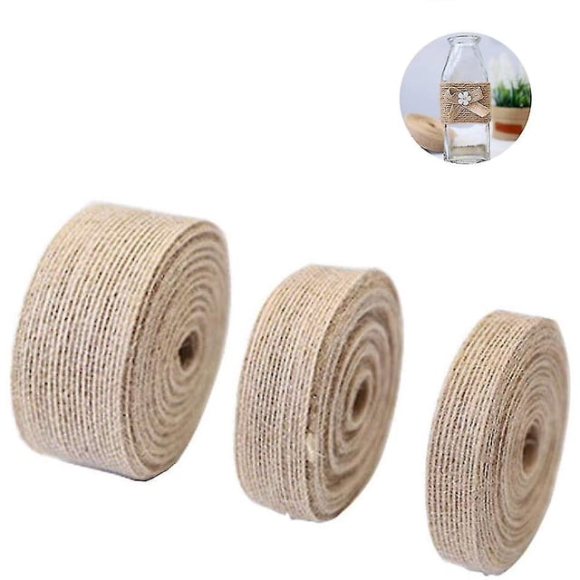 Rollos de cinta de yute natural JanHm Cinta de regalo vintage 30 m Color Marrón Tamaño 1,5 / 2,5 / 3,8 cm
