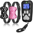 thumbnail image 1 of Collar eléctrico para 2 perros (5-130 lbs) — Recargable e impermeable IPX7 — Collar de adiestramiento con alcance de 3300 pies — Con mando a distancia — Para perros pequeños(Rosa + Negro), 1 of 8