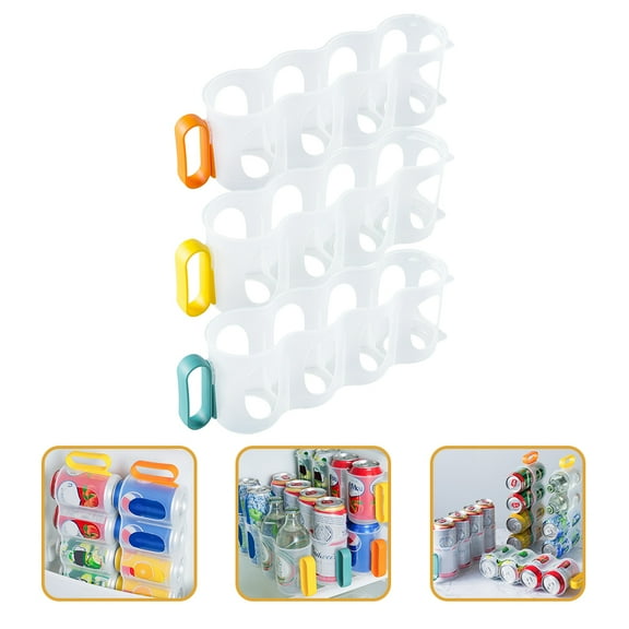 KONTONTY 3-Piece Can Storage Organizer Set, Assorted Color Plastic Holders for Kitchen and Family Use