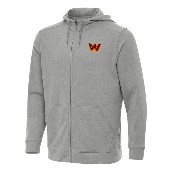 Men's Antigua Heather Gray Washington Commanders Effortless Full-Zip Hoodie