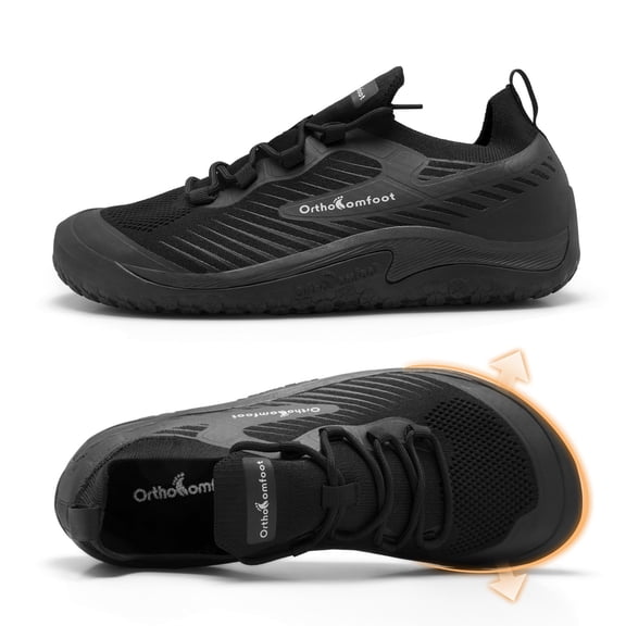 OrthoComfoot Men's Orthopedic Wide Barefoot Shoes, Comfortable Arch Support Wide Toe Box Zero Drop Walking and Training Sneakers
