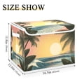 thumbnail image 3 of Foldable Fabric Storage Bin With Handle Collapsible Basket Box Storage With Lid Organizer Vector Illustration Of The Sunset, 3 of 7