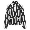 thumbnail image 5 of Jackets for Women Winter Coat Jackets Flannel Stand Collar Jacket(Black White Abstract Chain Pattern,Size:S-4XL), 5 of 7