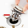 thumbnail image 6 of Bathroom Sink Stopper,Universal Basin Pop Up Bathroom Drain Stopper, for 1.1~1.5 in U.S. Standard Drain Holes, with Hair Catcher Anti Clogging Bathroom Sink Drain Strainer (Silver), 6 of 8