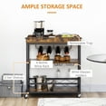 thumbnail image 4 of HOMCOM Industrial Bar Cart, 3-Tier Kitchen Island on Wheels with Wine Rack, 4 of 10