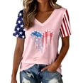 thumbnail image 2 of haizhen 250 Anniversary USA Shirt Women Dressy Casual Air Force Five-Pointed Star Heart Graphic Tees V Neck Patriotic Shirts for Women 4th of July Shirts July 4th Summer Tops Pink, L, 2 of 5