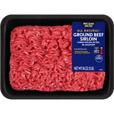 90% Lean / 10% Fat Ground Beef Sirloin, 1 lb Tray, Fresh, All Natural*
