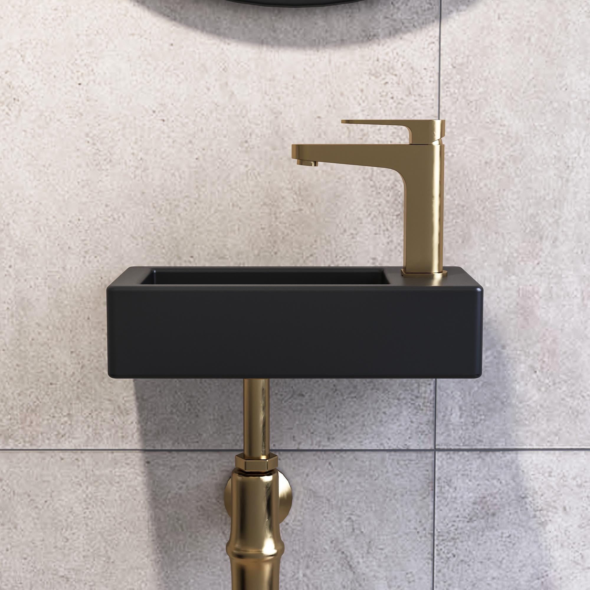 Liberty Ceramic Rectangular Handmade Wall Mount Bathroom Vessel Sink in Black