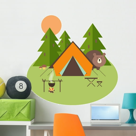Forest Camping Wall Mural by Wallmonkeys Peel and Stick Graphic (36 in W x 36 in H) WM100893