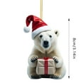 thumbnail image 3 of 6PCS Festive Cartoon Polar Bear Print Hanging Ornament for Holiday Tree Home Window Car Backpack Decorative Set, 3 of 9
