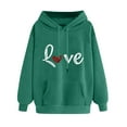 thumbnail image 2 of Long Hooded Sweatshirts For Women Loose Casual Fashion Long Sleeved Pullover Cute Heart Graphic Printed Comfortable Winter Hoodie Pullover Tops Green XL, 2 of 6