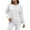 White, variant on KyCheLot Women's Sweatshirts Trendy Side Snap Split Solid Color Pullover Crewneck Tunic Shirts Winter Spring