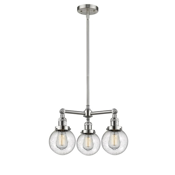Innovations 3-LT LED Beacon 19" Chandelier - Brushed Satin Nickel - 207-SN-G204-6-LED