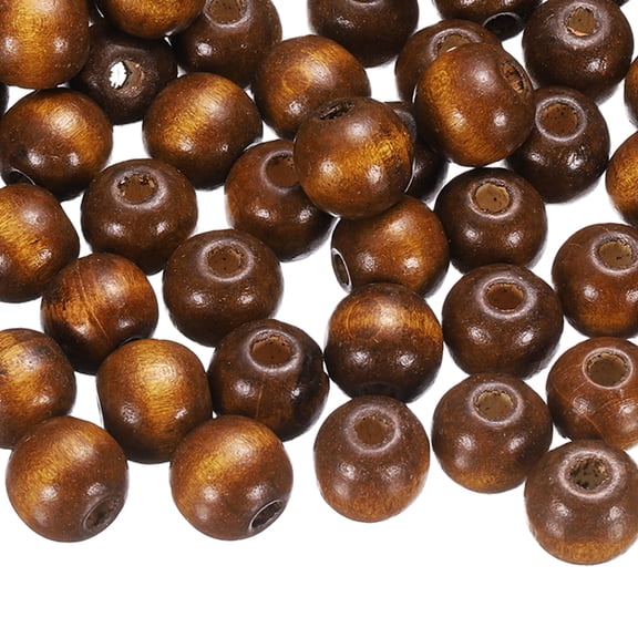 Uxcell 200 Pack Large Hole Wooden Beads, 15 x 16mm Unfinished Natural Round Wood Spacer Beads Hair Braid Barrel Bead for DIY Crafts Hair Macrame Jewelry Making, Brown