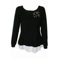 thumbnail image 2 of Womens Layered-Look Brooch Pullover Sweater, 2 of 4