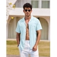 thumbnail image 5 of Coshow Men's Cotton Linen Shirts Short Sleeve Hawaiian Floral Button Down Beach Shirt Casual Holiday Shirts, 5 of 5