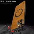 thumbnail image 5 of ELEHOLD For iPhone 12 Pro Max Luxury Leather Magnetic Shockproof Case Slim Drop Protection Cover, Lens & Screen Protection, Compatible with Magsafe, Skin-Friendly, Brown, 5 of 9