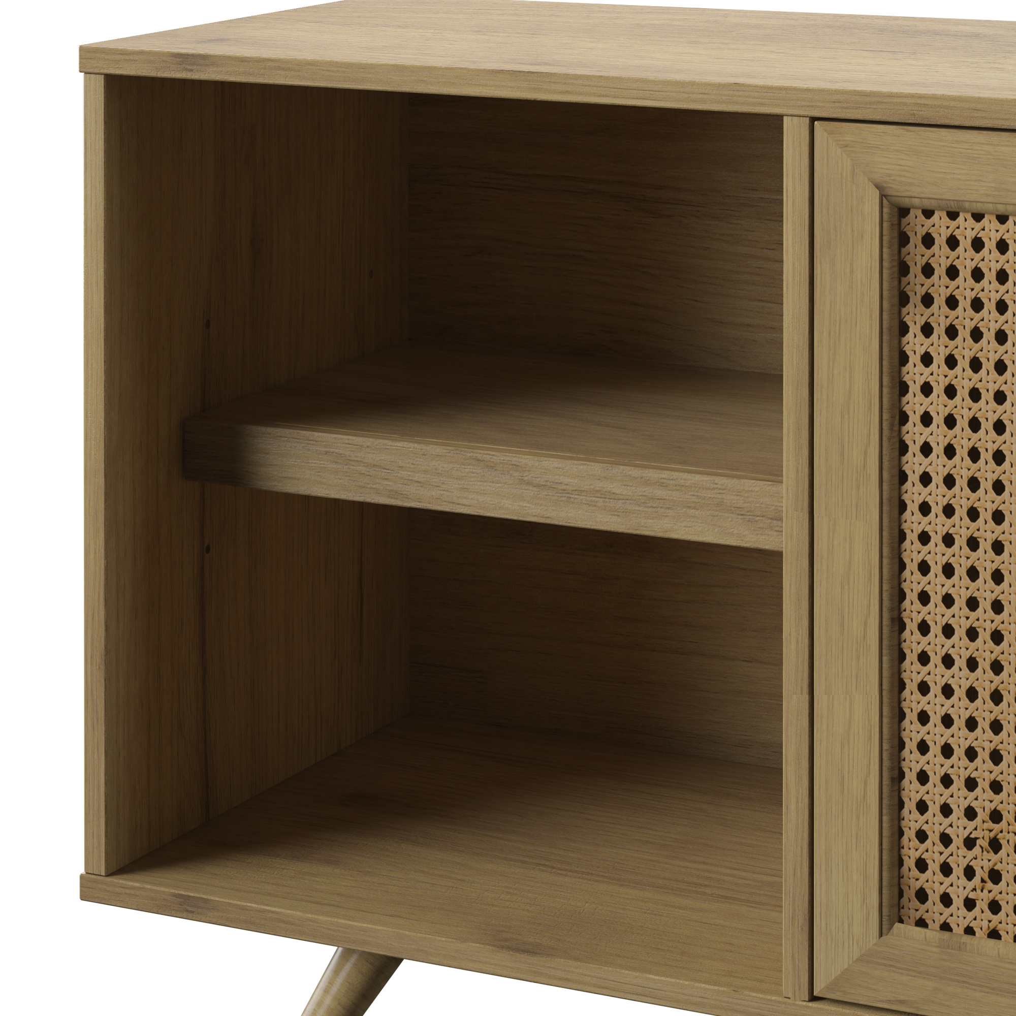Twin Star Home Rattan TV Stand for TV's up to 60" in Campbell Oak