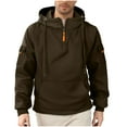thumbnail image 2 of LODIENY Tactical Hoodies for Men Lightweight Quarter Zip Pullover Tops Fall Winter Casual Long Sleeve Drawstring Workout Hiking Hooded Sweatshirts with Multiple Pockets Coffee XXL, 2 of 7