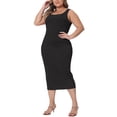 thumbnail image 5 of Agnes Orinda Women's Plus Size Dress Sleeveless Square Neck Bodycon Sundress Midi Tank Dress 3X Black, 5 of 7