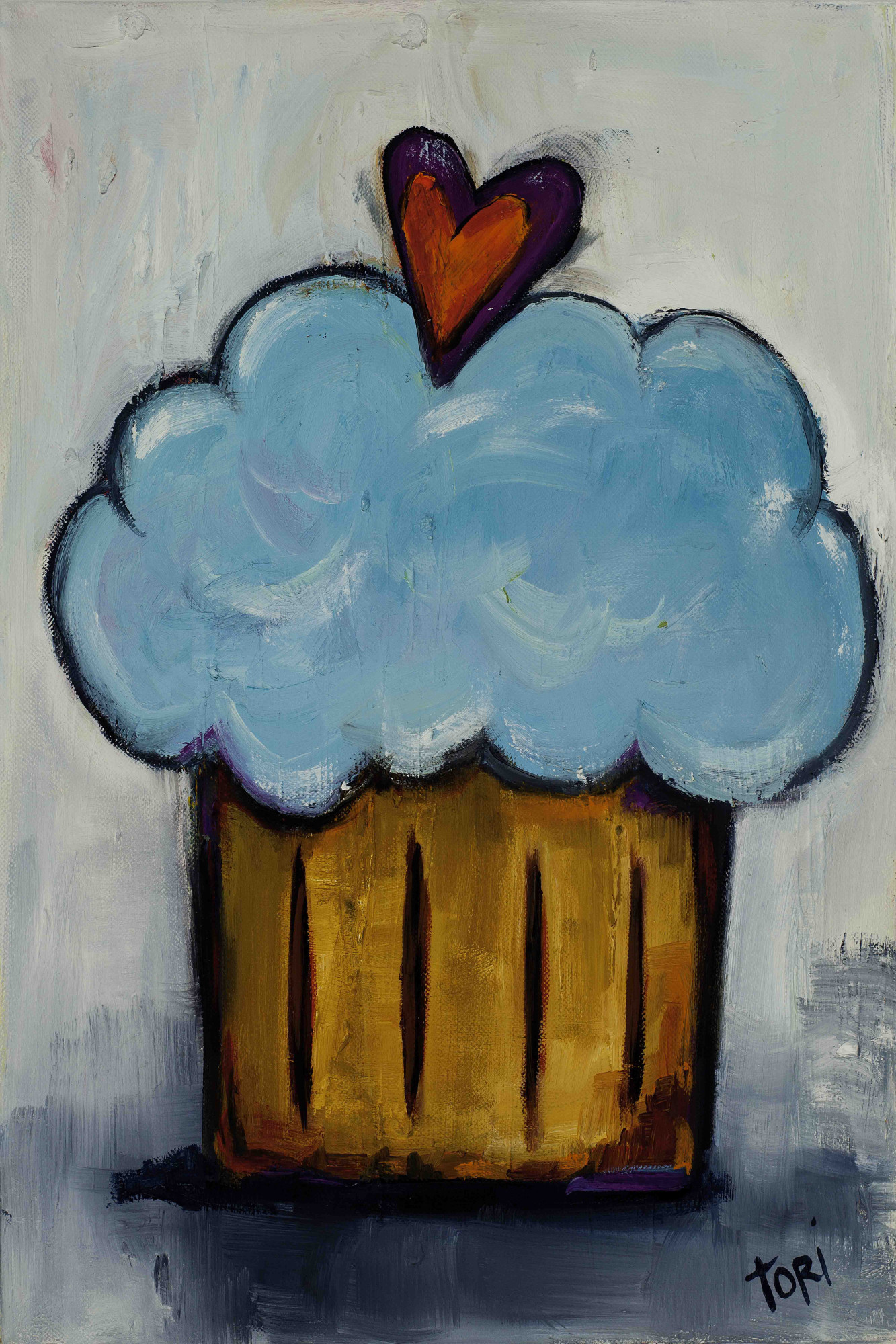 Marmont Hill "Blue Cupcake" by Tori Campisi Painting Print on Canvas