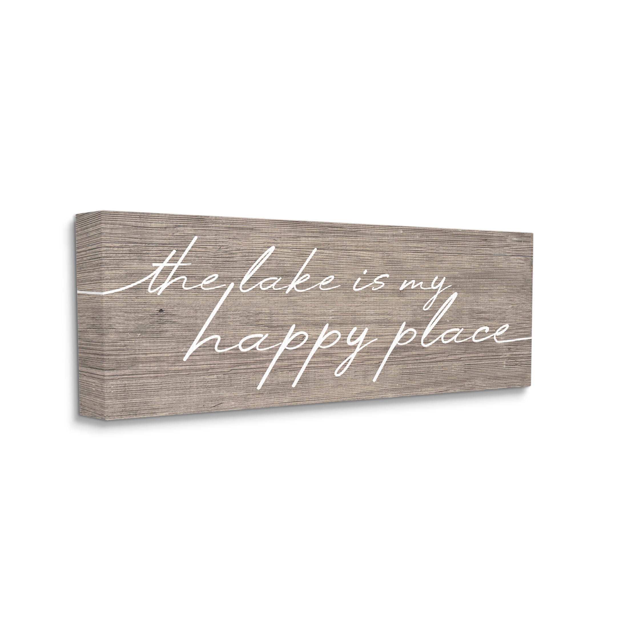 Lake Is Happy Place Phrase Inspirational Graphic Art Gallery Wrapped Canvas Print Wall Art