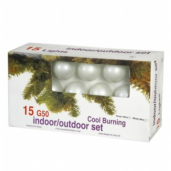 Vickerman  15 Light PearlWhite G50-E12 Ec Set-Green Wire