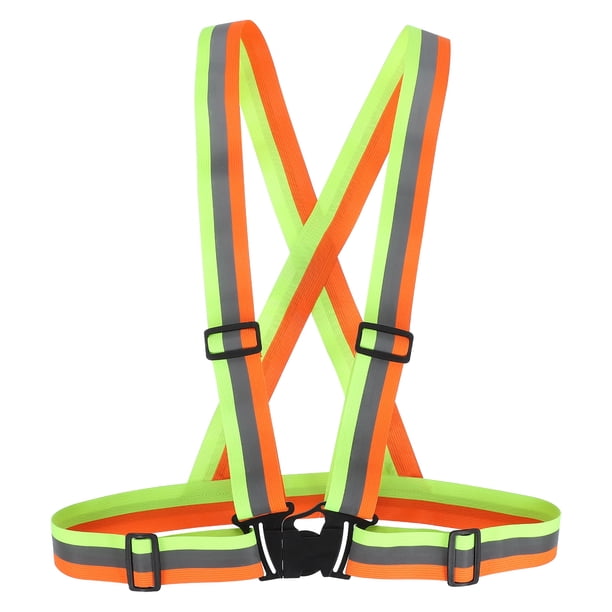 Chaleco de Seguridad Reflectante Uxcell, Chalecos Hi-Vis, Tiras de Alta Visibilidad Ajustables para Trotar al Aire Libre Amarillo/Naranja