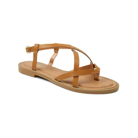 

XOXO Womens Maury Faux Leather Strappy Flat Sandals