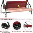 thumbnail image 3 of AECOJOY 3 Person Steel Outdoor Patio Canopy Adjustable Steel Porch Swing Chair with Cover, Red, 3 of 9