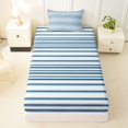 thumbnail image 4 of Castle Fairy Mid Century Horizontal Stripe Twin Sheets 3pcs,Vintage Thin Line Bedding,Navy Blue White,1 Flat Sheet, 1 Fitted Sheet and 1 Pillowcase, 4 of 7