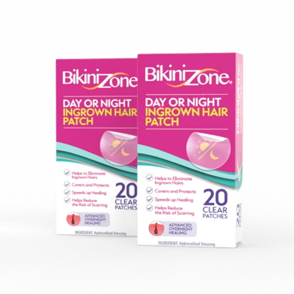 Bikini Zone Patchs pour Poils Incarnés, Traitement Hydrocolloïde pour Usage Jour/nuit, 20 Unités 2 Paquets