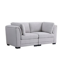 Benjara Chase 35 Inch Wood Loveseat with Padded Seats and Back, Modern, Gray, Black