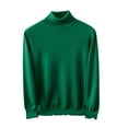 thumbnail image 2 of Qulqfy Slim Fit Sweater for Men Knit Green Basic Pure Long Sleeve Casual Winter Fall Turtleneck Sweater Mens Golf Shirt L, 2 of 6