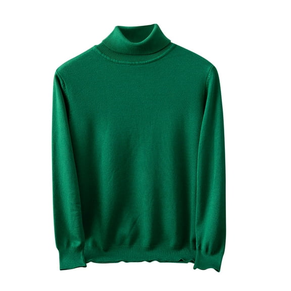 qelini Turtleneck Sweaters for Men Pullover Knitted Sweaters Solid Long Sleeve Tops Lightweight Slim Fit Blouses