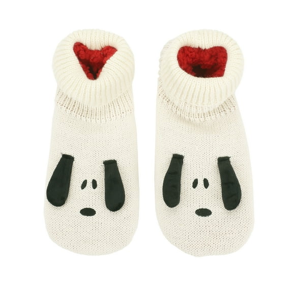 Peanuts Snoopy 3D Ears Women's Sherpa Lined Slipper Socks-Small-Medium