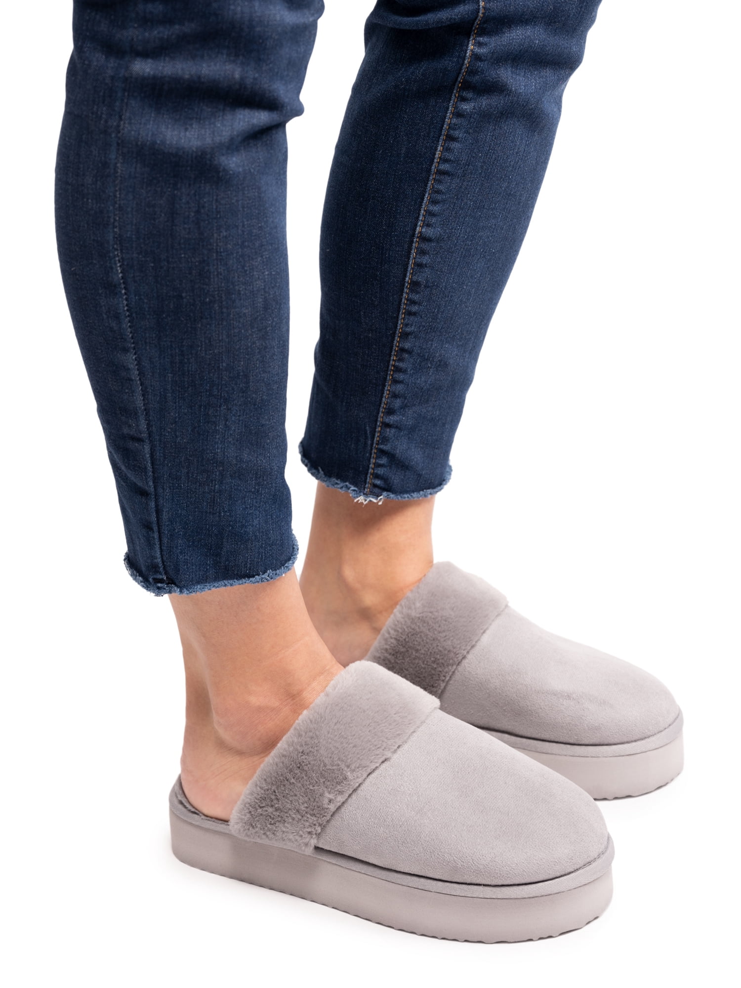 MUK LUKS Women's Faux Fur Platform Scuff Slippers, Sizes 5/6-11/12