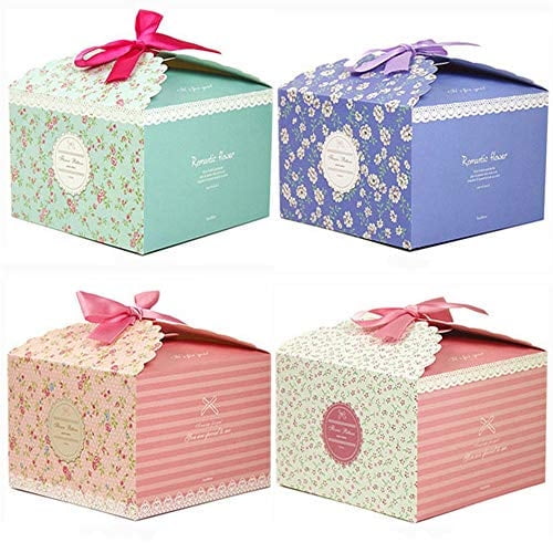 Chilly Gift Boxes, Set of 12 Decorative Treats Boxes, Cake, Cookies, Goodies, Candy and Handmade Bath Bombs Shower Soaps Gift Boxes for Christmas, Birthdays, Holidays, Weddings (Flower Patterned)